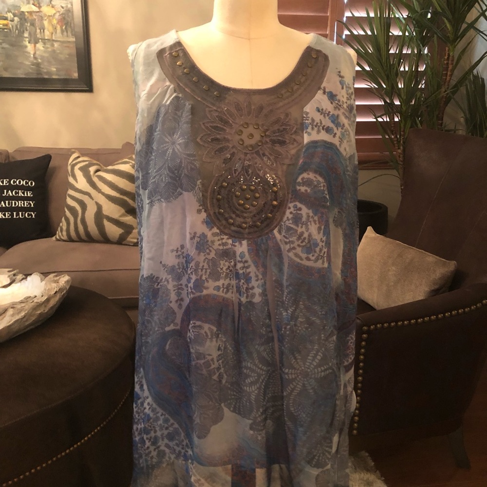 One World metallic embroidered blouse